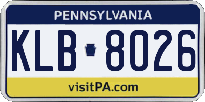 PA license plate KLB8026