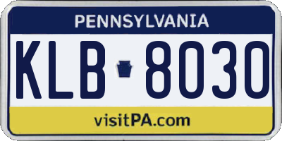 PA license plate KLB8030