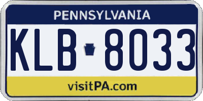 PA license plate KLB8033