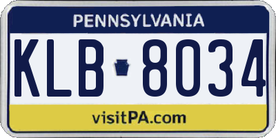 PA license plate KLB8034