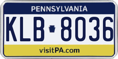 PA license plate KLB8036