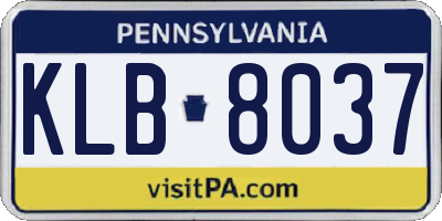 PA license plate KLB8037