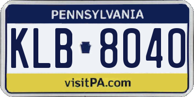 PA license plate KLB8040