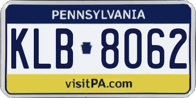 PA license plate KLB8062