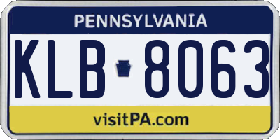 PA license plate KLB8063