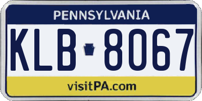 PA license plate KLB8067