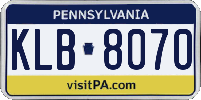 PA license plate KLB8070