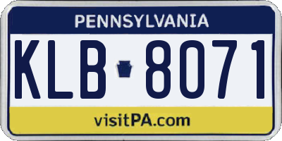 PA license plate KLB8071