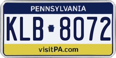 PA license plate KLB8072