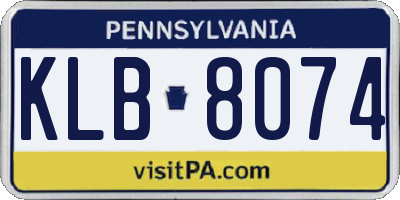 PA license plate KLB8074