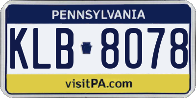 PA license plate KLB8078