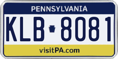 PA license plate KLB8081