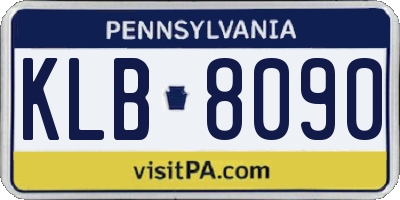 PA license plate KLB8090