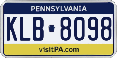 PA license plate KLB8098