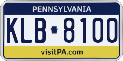 PA license plate KLB8100