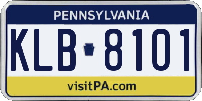 PA license plate KLB8101
