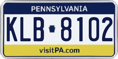 PA license plate KLB8102