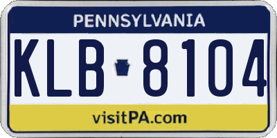 PA license plate KLB8104