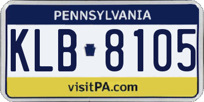 PA license plate KLB8105