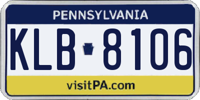 PA license plate KLB8106