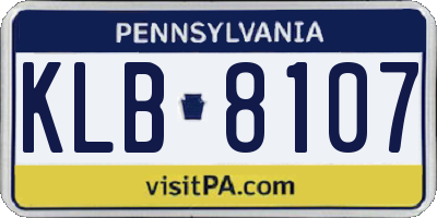 PA license plate KLB8107
