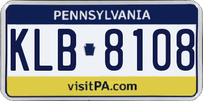 PA license plate KLB8108