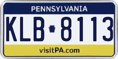 PA license plate KLB8113