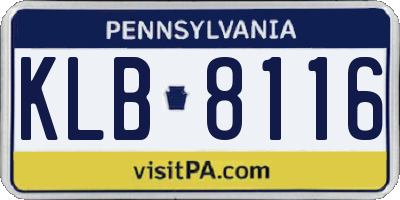 PA license plate KLB8116