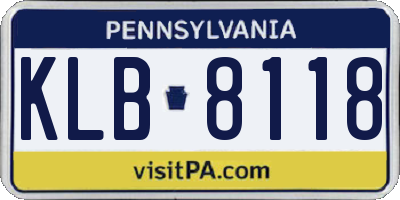 PA license plate KLB8118