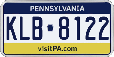 PA license plate KLB8122
