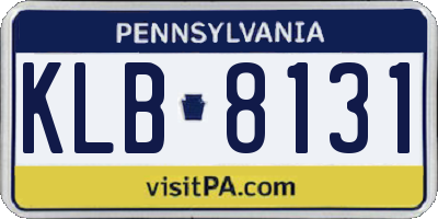 PA license plate KLB8131