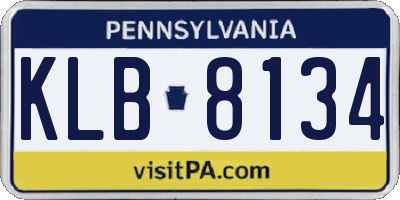 PA license plate KLB8134