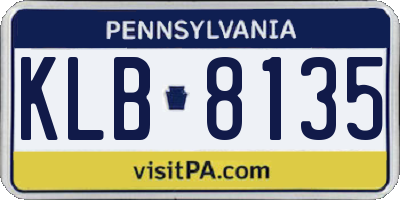 PA license plate KLB8135