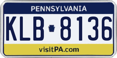 PA license plate KLB8136
