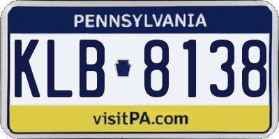 PA license plate KLB8138