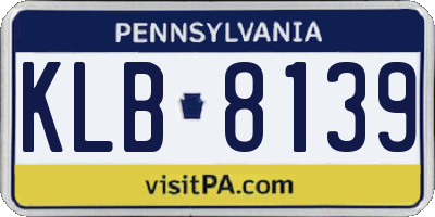 PA license plate KLB8139