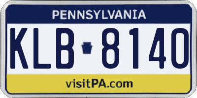 PA license plate KLB8140