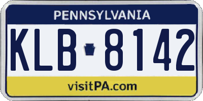 PA license plate KLB8142