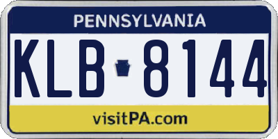 PA license plate KLB8144