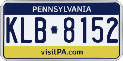 PA license plate KLB8152