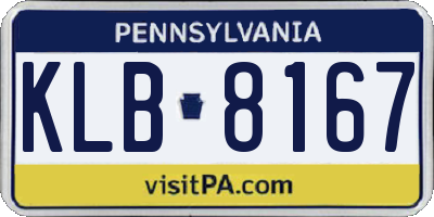 PA license plate KLB8167