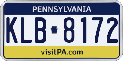 PA license plate KLB8172