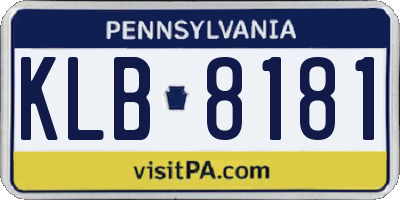 PA license plate KLB8181