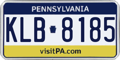 PA license plate KLB8185