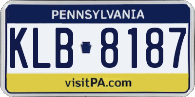 PA license plate KLB8187