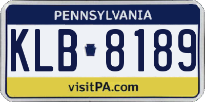 PA license plate KLB8189