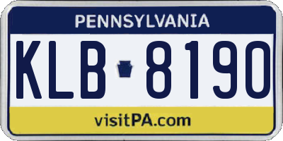 PA license plate KLB8190