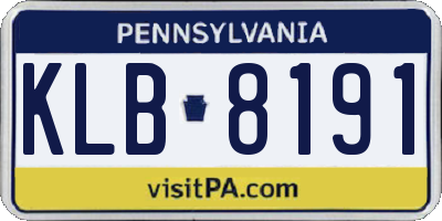 PA license plate KLB8191