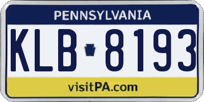 PA license plate KLB8193