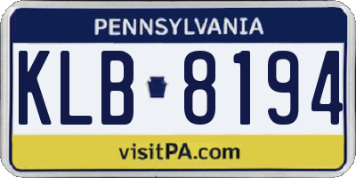 PA license plate KLB8194